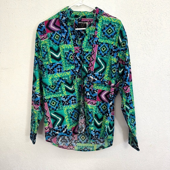 Vintage Frontier Series Aztec Western Button Front Shirt Size Large - Picture 2 of 7